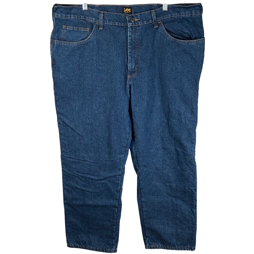 Lee Mens Relaxed Fit‎ Fleece Lined Jeans Dark Wash Blue 42x30